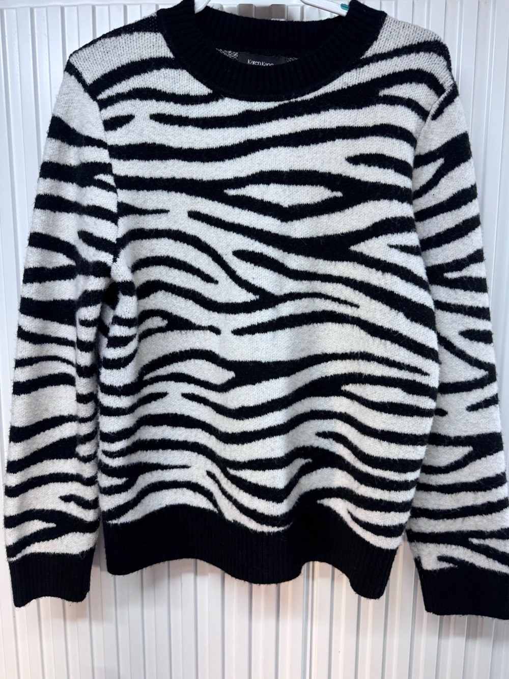 Karen Kane Black & White Zebra Print Sweater Women XL Fall Soft